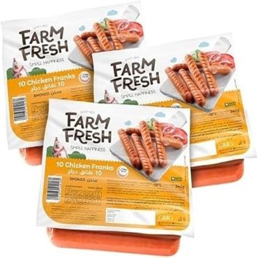 Farm Fresh Chicken Franks 3 x 340 Gm, 8 Pieces Per Carton